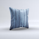 Blue Washed WoodGrain Ink-Fuzed Decorative Throw Pillow