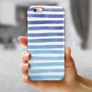 Blue WaterColor Ombre Stripes iPhone 6/6s or 6/6s Plus 2-Piece Hybrid INK-Fuzed Case