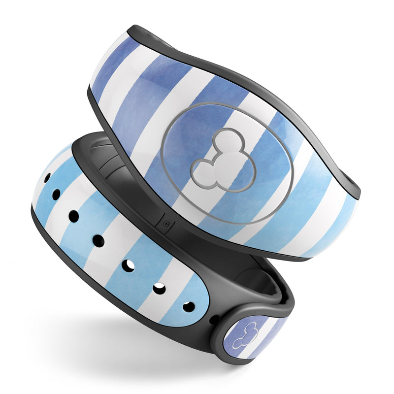 Blue WaterColor Ombre Stripes - Decal Skin Wrap Kit for the Disney Magic Band