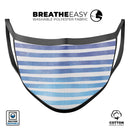 Blue WaterColor Ombre Stripes - Made in USA Mouth Cover Unisex Anti-Dust Cotton Blend Reusable & Washable Face Mask with Adjustable Sizing for Adult or Child