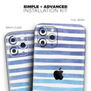 Blue WaterColor Ombre Stripes - Vinyl Skin Wrap for iPhone 17 Pro Max, 17 Pro, 17 Air, 17, 16 & All Models — Soft Matte or Ultra Gloss