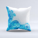 Blue Water Color Flowers ink-Fuzed Decorative Throw Pillow