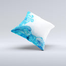 Blue Water Color Flowers ink-Fuzed Decorative Throw Pillow