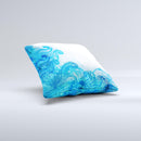 Blue Water Color Flowers ink-Fuzed Decorative Throw Pillow