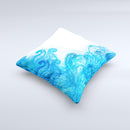 Blue Water Color Flowers ink-Fuzed Decorative Throw Pillow