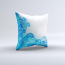 Blue Water Color Flowers ink-Fuzed Decorative Throw Pillow