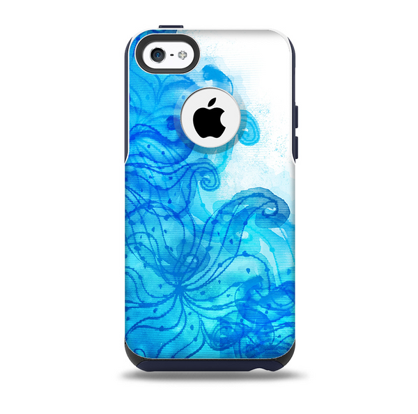 Blue Water Color Flowers Skin for the iPhone 5c OtterBox Commuter Case