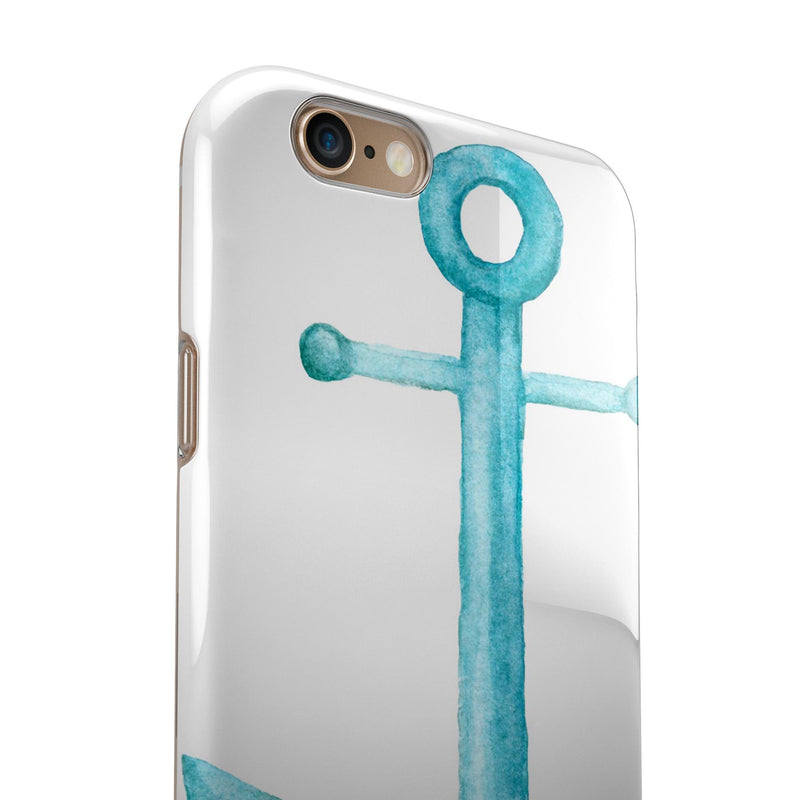 Blue Watercolor Anchor iPhone 6/6s or 6/6s Plus 2-Piece Hybrid INK-Fuzed Case