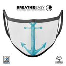 Blue Watercolor Anchor - Made in USA Mouth Cover Unisex Anti-Dust Cotton Blend Reusable & Washable Face Mask with Adjustable Sizing for Adult or Child