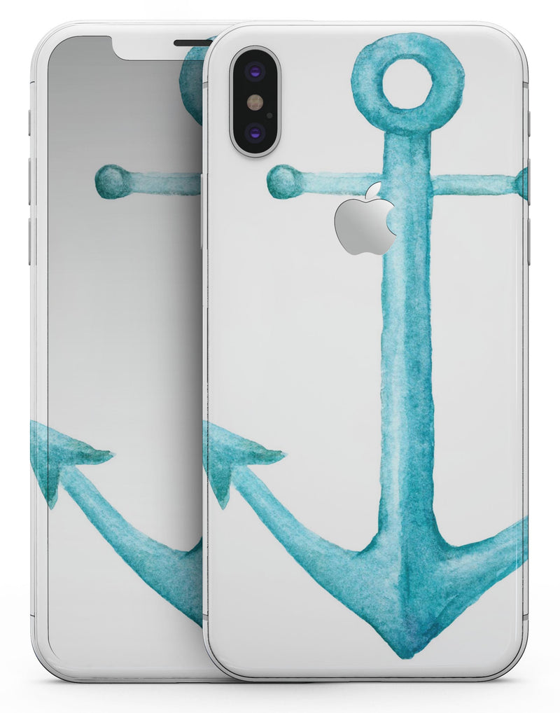 Blue Watercolor Anchor - iPhone X Skin-Kit