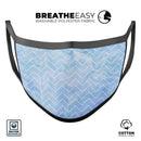 Blue Watercolor Chevron - Made in USA Mouth Cover Unisex Anti-Dust Cotton Blend Reusable & Washable Face Mask with Adjustable Sizing for Adult or Child