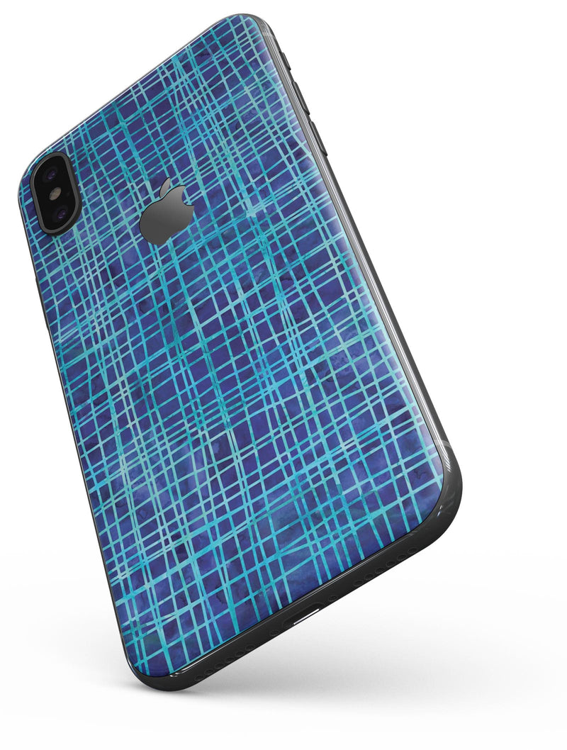 Blue Watercolor Cross Hatch - iPhone X Skin-Kit
