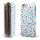 Blue Watercolor Dots over White iPhone 6/6s or 6/6s Plus 2-Piece Hybrid INK-Fuzed Case