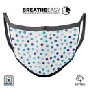 Blue Watercolor Dots over White - Made in USA Mouth Cover Unisex Anti-Dust Cotton Blend Reusable & Washable Face Mask with Adjustable Sizing for Adult or Child