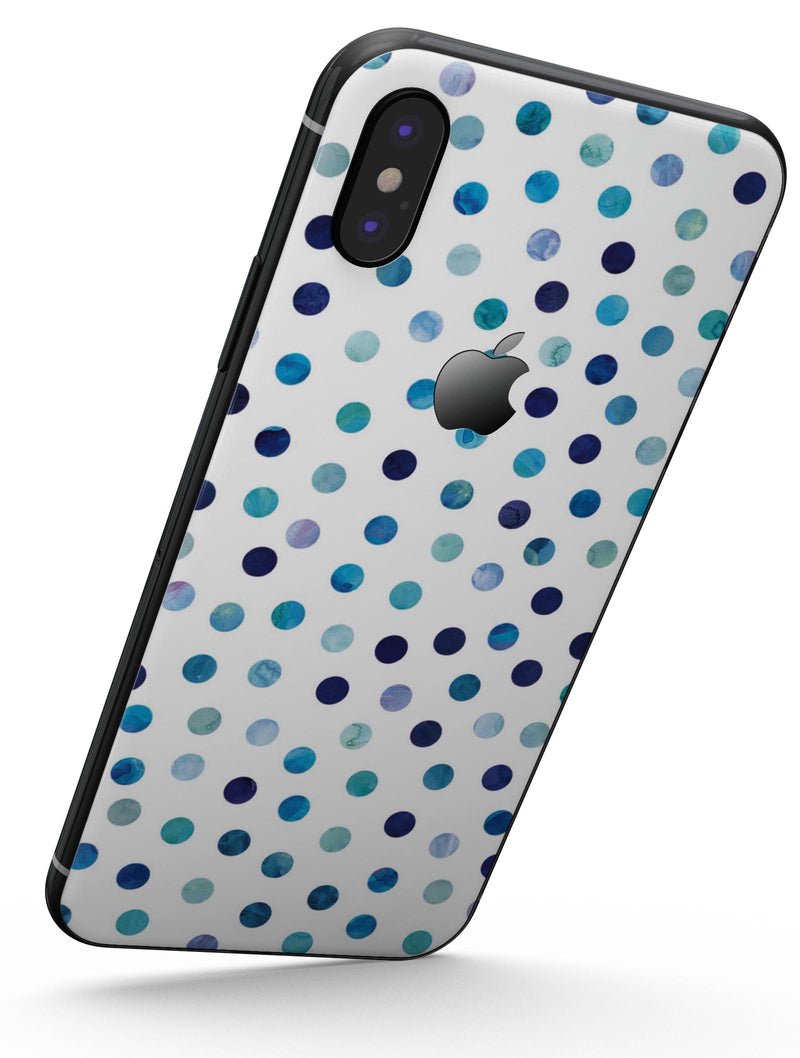 Blue Watercolor Dots over White - iPhone X Skin-Kit