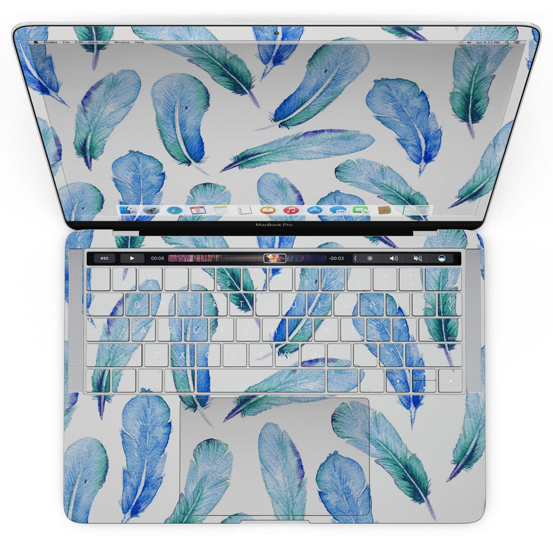 MacBook Pro with Touch Bar Skin Kit - Blue_Watercolor_Feather_Pattern-MacBook_13_Touch_V4.jpg?
