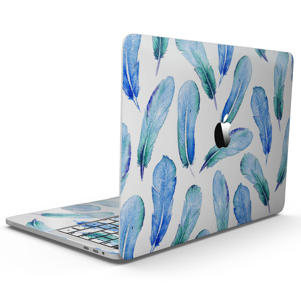MacBook Pro with Touch Bar Skin Kit - Blue_Watercolor_Feather_Pattern-MacBook_13_Touch_V9.jpg?
