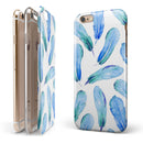 Blue Watercolor Feather Pattern iPhone 6/6s or 6/6s Plus 2-Piece Hybrid INK-Fuzed Case