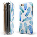 Blue Watercolor Feather Pattern iPhone 6/6s or 6/6s Plus 2-Piece Hybrid INK-Fuzed Case