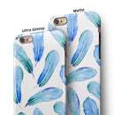 Blue Watercolor Feather Pattern iPhone 6/6s or 6/6s Plus 2-Piece Hybrid INK-Fuzed Case