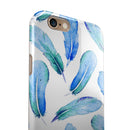 Blue Watercolor Feather Pattern iPhone 6/6s or 6/6s Plus 2-Piece Hybrid INK-Fuzed Case