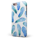 Blue Watercolor Feather Pattern iPhone 6/6s or 6/6s Plus 2-Piece Hybrid INK-Fuzed Case