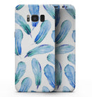 Blue Watercolor Feather Pattern - Samsung Galaxy S8 Full-Body Skin Kit