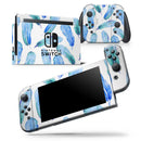 Blue Watercolor Feather Pattern - Skin Wrap Decal for Nintendo Switch Lite Console & Dock - 3DS XL - 2DS - Pro - DSi - Wii - Joy-Con Gaming Controller