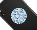 Blue Watercolor Feather Pattern - Skin Kit for PopSockets and other Smartphone Extendable Grips & Stands