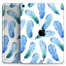 Blue Watercolor Feather Pattern - Full Body Skin Decal for the Apple iPad Pro 12.9", 11", 10.5", 9.7", Air or Mini (All Models Available)