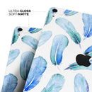 Blue Watercolor Feather Pattern - Full Body Skin Decal for the Apple iPad Pro 12.9", 11", 10.5", 9.7", Air or Mini (All Models Available)