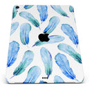 Blue Watercolor Feather Pattern - Full Body Skin Decal for the Apple iPad Pro 12.9", 11", 10.5", 9.7", Air or Mini (All Models Available)