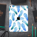Blue Watercolor Feather Pattern - Full Body Skin Decal for the Apple iPad Pro 12.9", 11", 10.5", 9.7", Air or Mini (All Models Available)