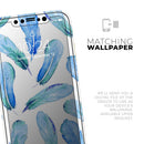 Blue Watercolor Feather Pattern - Vinyl Skin Wrap for iPhone 17 Pro Max, 17 Pro, 17 Air, 17, 16 & All Models — Soft Matte or Ultra Gloss