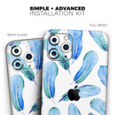 Blue Watercolor Feather Pattern - Vinyl Skin Wrap for iPhone 17 Pro Max, 17 Pro, 17 Air, 17, 16 & All Models — Soft Matte or Ultra Gloss