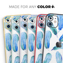 Blue Watercolor Feather Pattern - Vinyl Skin Wrap for iPhone 17 Pro Max, 17 Pro, 17 Air, 17, 16 & All Models — Soft Matte or Ultra Gloss