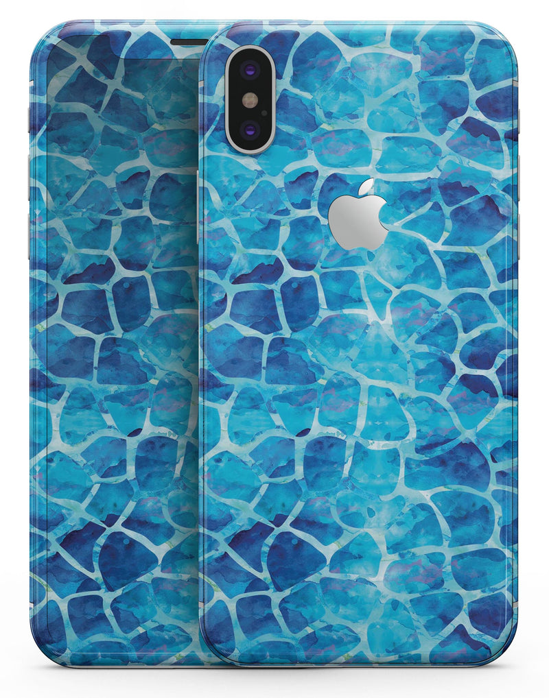 Blue Watercolor Giraffe Pattern - iPhone X Skin-Kit