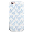 Blue Watercolor Hearts Pattern iPhone 6/6s or 6/6s Plus 2-Piece Hybrid INK-Fuzed Case