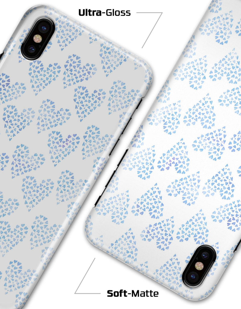 Blue Watercolor Hearts Pattern - iPhone X Clipit Case