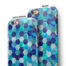 Blue Watercolor Hexagon Pattern iPhone 6/6s or 6/6s Plus 2-Piece Hybrid INK-Fuzed Case