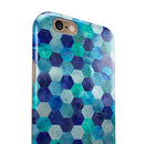 Blue Watercolor Hexagon Pattern iPhone 6/6s or 6/6s Plus 2-Piece Hybrid INK-Fuzed Case