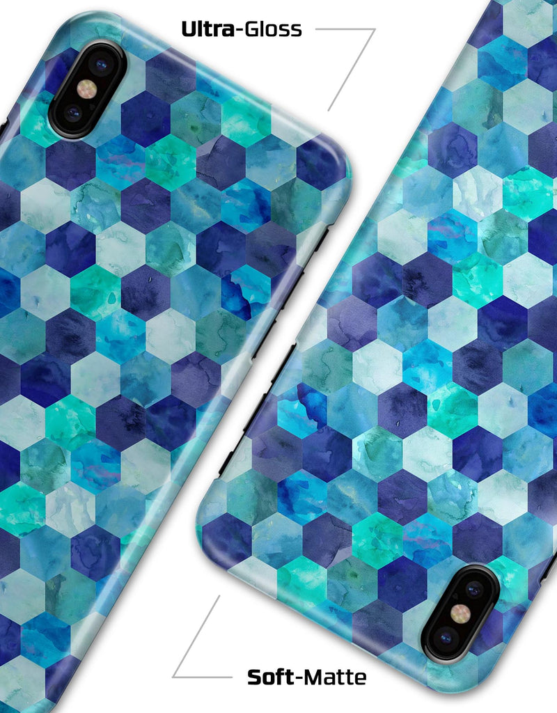 Blue Watercolor Hexagon Pattern - iPhone X Clipit Case