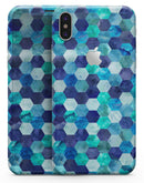 Blue Watercolor Hexagon Pattern - iPhone X Skin-Kit