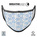 Blue Watercolor Leaves - Made in USA Mouth Cover Unisex Anti-Dust Cotton Blend Reusable & Washable Face Mask with Adjustable Sizing for Adult or Child