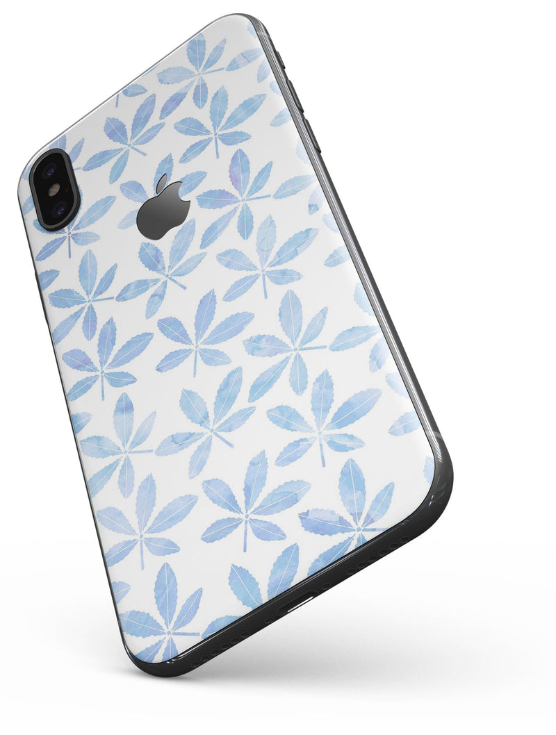 Blue Watercolor Leaves - iPhone X Skin-Kit