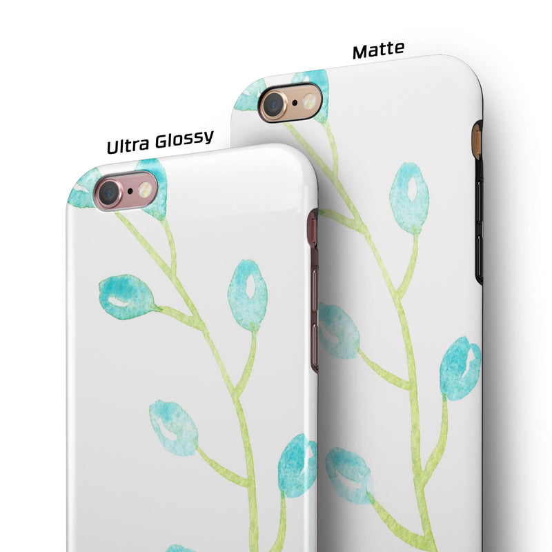 Blue Watercolor Olive Branch iPhone 6/6s or 6/6s Plus 2-Piece Hybrid INK-Fuzed Case