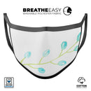 Blue Watercolor Olive Branch - Made in USA Mouth Cover Unisex Anti-Dust Cotton Blend Reusable & Washable Face Mask with Adjustable Sizing for Adult or Child