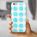 Blue Watercolor Polka Dots iPhone 6/6s or 6/6s Plus 2-Piece Hybrid INK-Fuzed Case
