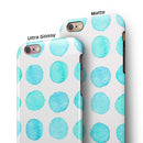 Blue Watercolor Polka Dots iPhone 6/6s or 6/6s Plus 2-Piece Hybrid INK-Fuzed Case