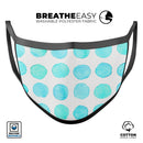 Blue Watercolor Polka Dots - Made in USA Mouth Cover Unisex Anti-Dust Cotton Blend Reusable & Washable Face Mask with Adjustable Sizing for Adult or Child